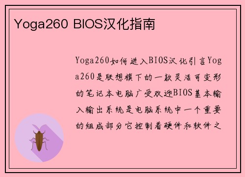 Yoga260 BIOS汉化指南